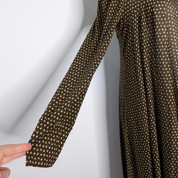 Diane Von Furstenberg brown green fall acorn print silk blend mock neck dress 8 - Picture 6 of 9